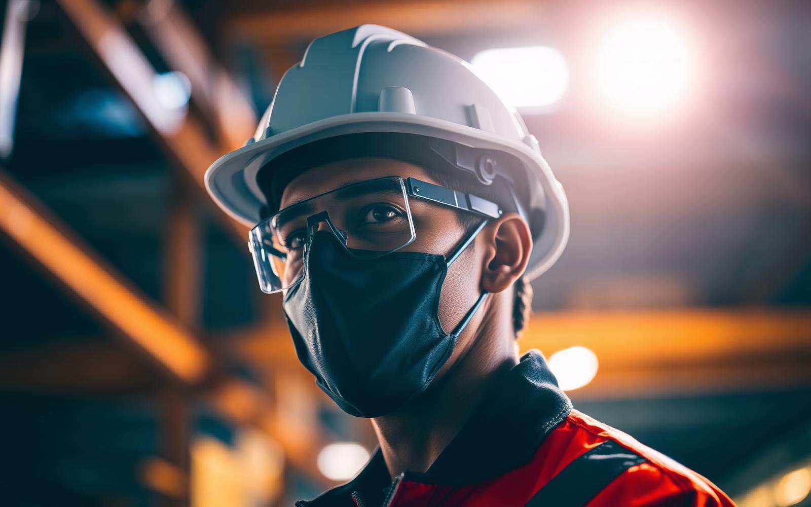 Trabajador industrial con casco y equipo de protección personal